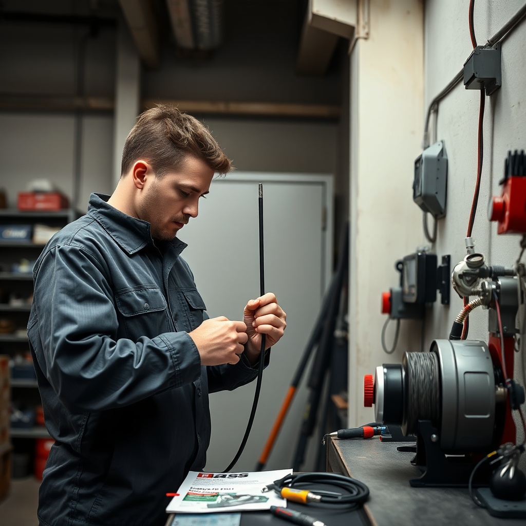 A photorealistic photo of a technician in a workshop inspecting the Hass Remote System's c