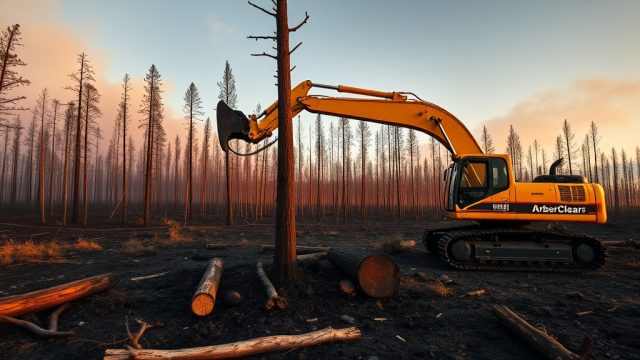 ArborClear Tree Shear Attachment: Emergency Pine Removal After Wildfire