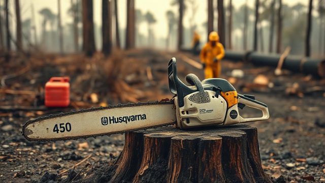 Husqvarna 450: Emergency Pine Removal After Wildfire