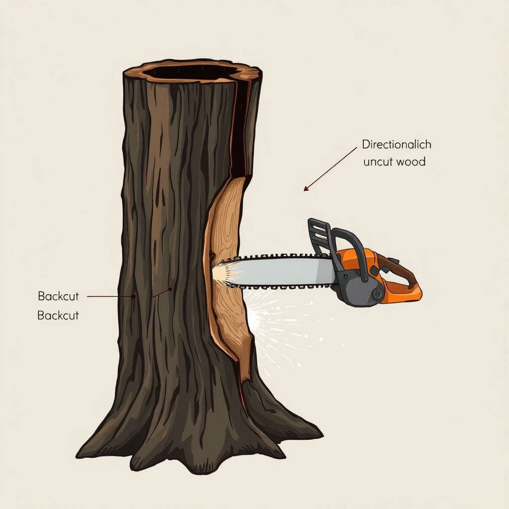 <A photorealistic illustration showing a cutaway view of a burned tree trunk with a direct